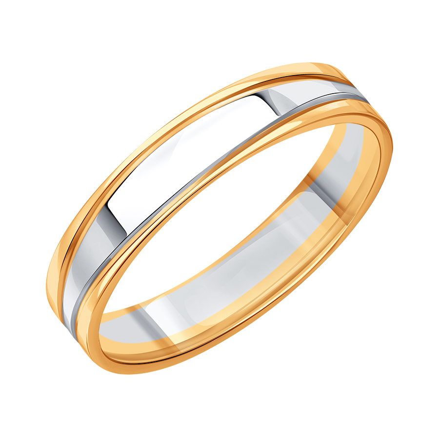 Кольцо обручальное из разных цветов золота, 4 мм (Т13001Б646)